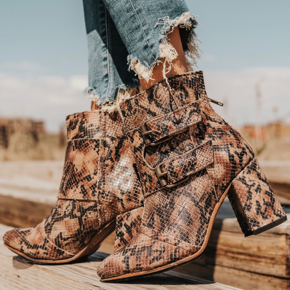 FREEBIRD Joey Snake Print Bootie